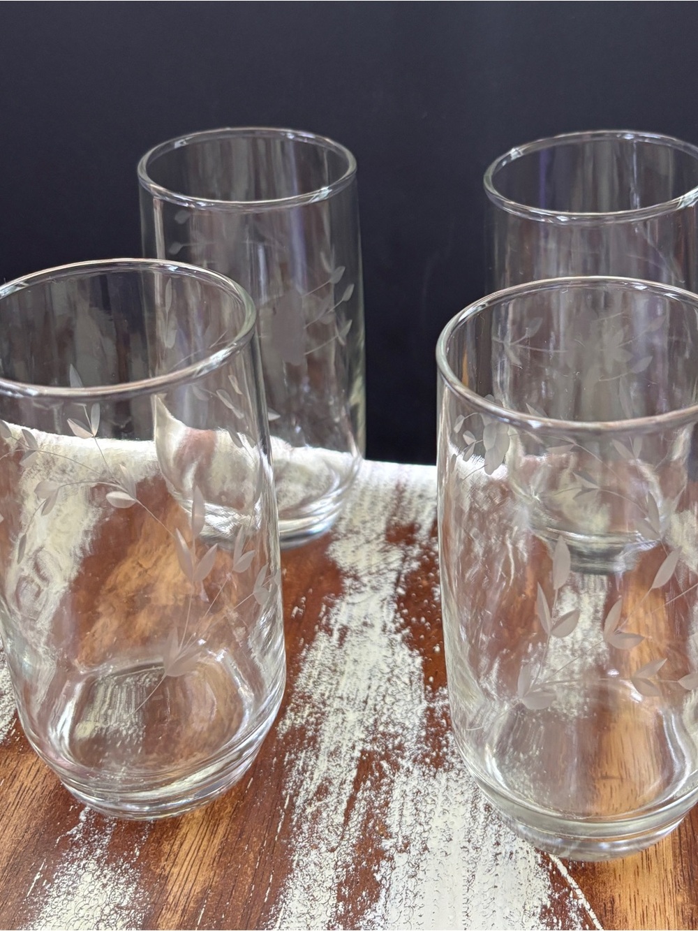 Princess House Clear Etched Glasses - Clear Set of 4. Vintage 1970’s